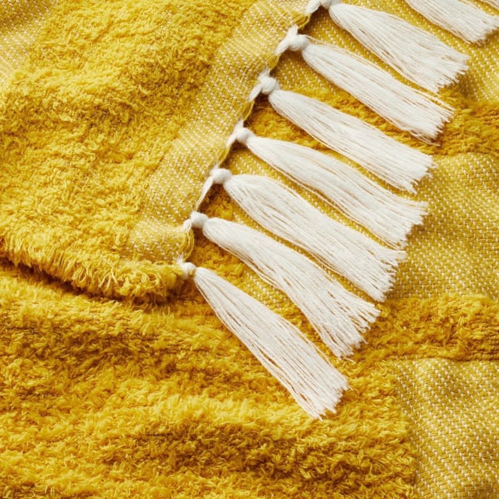 Geometric Patterned Chunky Woven Throw Blanket Ye… - image 2